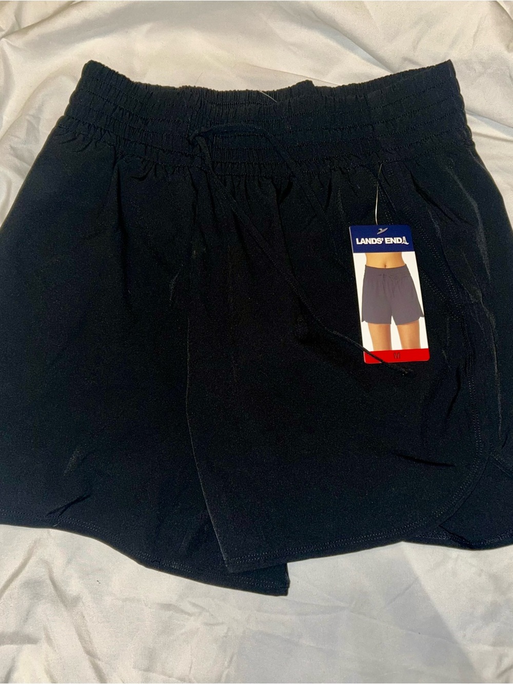 Lands' End Black Elastic Waist Athletic Shorts